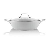 TECHEF - CeraTerra, 5 Qt / 12-in Ceramic Nonstick All Purpose Chef Pan with Cover, (PTFE and PFOA Free Ceramic Exterior & Interior), Oven & Dishwasher Safe, Made in Korea, Grey/Silver (5 Qt Chef Pan)