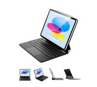 Techfish iPad 10th Generation Case with Keyboard, Magic Keyboard iPad 10 Generation and 11th (A16,2025) with Multi-Touch Trackpad, Magic-Style Bluetooth Pad 10th Gen. 2022 with Battery Display - Black
