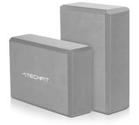 TechFit High Density EVA Foam Yoga Block, Set of 2, Lightweight and Non-Slip, Ideal Support for Yoga, Pilates, Stretching, Size 23 x 15 x 7.5 cm, Grey