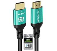 TechFlow Ultra High Speed HDMI® 2.1 Cable - 48 Gbps, 8K@60 Hz / 4K@120 Hz, eARC & VRR, HDR10+, HDCP 2.3, Low-Latency for PS5, Xbox Series X, PC, TV & Projector, HDMI 2.1a (5.9ft/1.8m)