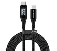 TECHGEAR 100W USB C to USB C Charger Cable Fast Charging 5A Type C Cable LED Display Compatible with MacBook Pro/Air, iPad Pro 2024/Air, iPhone 16 Pro Max, Galaxy S25 S24, Pixel 9 8, PS5 Switch (3m)