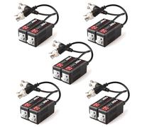 TECHGEAR 10x 8MP / 4K CCTV Passive Video Balun BNC Connector Adapter Transmitter & Transceiver, Male BNC to Easy Press-Fit UTP CAT5/5e/6/6e Cable for 4K / HD CCTV DVR Camera System (5 Pairs)