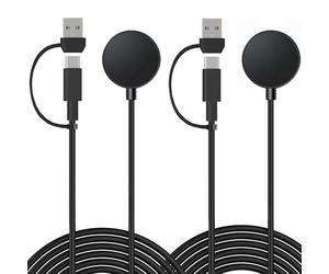 TECHGEAR 2 Pack 200cm Long Fast Charger Compatible with Samsung Galaxy Watch 8/8 Classic/Ultra/7/6/6 Classic/5/5 Pro/4/4 Classic/3/Active 2/Active/FE 2-in-1 USB A & Type C Magnetic Charging Cable Dock