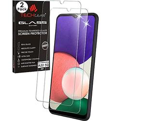 TECHGEAR 2 Pack GLASS Edition Compatible with Samsung Galaxy A22 5G / A23 5G, Tempered Glass Screen Protector Covers [2.5D Round Edge] [9H Hardness] [Crystal Clarity] [Scratch-Resistant] [No-Bubble]