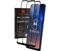 TECHGEAR [2 Pack GLASS Edition for Motorola Moto One Vision, Genuine Tempered Glass Screen Protectors Covers [2.5D Round Edge] [9H Hardness] [Crystal Clarity] [Scratch-Resistant] [No-Bubble]