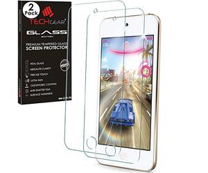 TECHGEAR [2 Pack] GLASS Edition Screen Protector for iPod Touch 7 6 5 - Genuine Tempered Glass Screen Protector Guard Covers Compatible with Apple iPod Touch 7th, 6th & 5th Generations