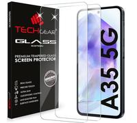 TECHGEAR 2 Pack GLASS for Samsung Galaxy A35 5G / A35 Screen Protector, Glass Edition Screen Protectors Cover [2.5D Round Edge] [9H Hardness] [Crystal Clarity] [Scratch-Resistant] [No-Bubble]