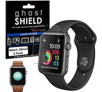 TECHGEAR [2 Pack] Screen Protectors to fit Apple Watch 38mm [ghostSHIELD Edition] Genuine Reinforced Flexible TPU Screen Protector Guard Covers with Full Coverage inc Curved Screen [Series 3 2 1]