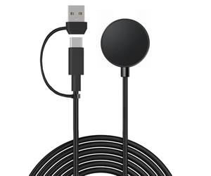 TECHGEAR 200cm Long Fast Charger Compatible with Samsung Galaxy Watch 8/8 Classic/Ultra/7/6/6 Classic/5/5 Pro/4/4 Classic/3/Active 2/Active/FE, 2-in-1 USB A & Type C Magnetic Charging Cable Dock 2m