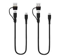 TECHGEAR 2in1 100W USB A/C to USB C (0.3M+0.3M) SOFT SILICONE Charger Cable Fast Charging Tangle Free Compatible with MacBook Pro/Air, iPad 11" 10.9" Air/Pro 2024, iPhone 17 16, S25 S24 A17 A26 Switch