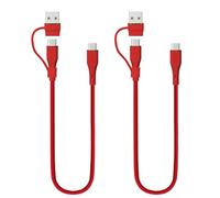 TECHGEAR 2in1 100W USB A/C to USB C (0.3M+0.3M) SOFT SILICONE Charger Cable Fast Charging Tangle Free Compatible with MacBook Pro/Air, iPad 11" 10.9" Air/Pro 2024, iPhone 17 16, S25 S24 A17 A26 Switch
