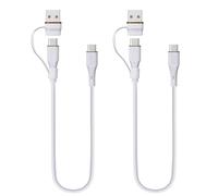 TECHGEAR 2in1 100W USB A/C to USB C (0.3M+0.3M) SOFT SILICONE Charger Cable Fast Charging Tangle Free Compatible with MacBook Pro/Air, iPad 11" 10.9" Air/Pro 2024, iPhone 17 16, S25 S24 A17 A26 Switch