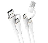 TECHGEAR 2in1 100W USB A/C to USB C (1M+1M) SOFT Silicone Charger Cable Fast Charging Tangle Free Compatible with MacBook Pro/Air, iPad A16 Air/Pro 2024, iPhone 17 16, Galaxy S25 A17 A26, PS5, Switch