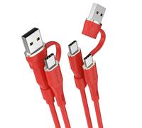 TECHGEAR 2in1 100W USB A/C to USB C (1M+1M) SOFT Silicone Charger Cable Fast Charging Tangle Free Compatible with MacBook Pro/Air, iPad A16 Air/Pro 2024, iPhone 17 16, Galaxy S25 A17 A26, PS5, Switch