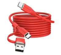 TECHGEAR 2in1 100W USB A/C to USB C SOFT SILICONE Charger Cable Fast Charging 5A Tangle Free, Compatible with MacBook Pro/Air, iPad A16 Air/Pro 2024, iPhone 17 16, Galaxy S25 S24, PS5, Switch (3M)