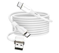 TECHGEAR 2in1 100W USB A/C to USB C SOFT SILICONE Charger Cable Fast Charging 5A Tangle Free, Compatible with MacBook Pro/Air, iPad A16 Air/Pro 2024, iPhone 17 16, Galaxy S25 S24, PS5, Switch (3M)