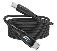 TECHGEAR 2M 100W 5A LED Display USB C to USB C Charger PD Fast Charging Type C Cable Compatible with MacBook Pro/Air, iPad Pro 2024/Air, iPhone 17 16 Pro Max Galaxy S25 S24 Pixel 10 9 PS5 Switch (2M)