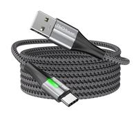 TECHGEAR 2m Long 60W USB C Charger Cable, LED Light Indicator Type C Fast Charging Braided USB A to USB-C Phone Charger Cable for iPad Air/Pro/A16, iPhone 17/16/15 Pro Max, S25 S24, Pixel, PS5, Switch