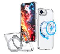 TECHGEAR 3-in-1 iPhone 17e / 16e Stand Case with Magnetic Charging, Kickstand & Ring Holder - MagSafe Compatible Hybrid Tough Shockproof Protective Case [Fusion Armour Ring] - Clear