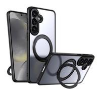 TECHGEAR 3-in-1 Magnetic Stand Case for Samsung Galaxy S26 5G - Fusion Armour Tough Hybrid Cover with 360° Ring Kickstand & Semi-Translucent Hard Back - Black