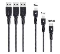 TECHGEAR 3 Pack STRONG Durable Braided USB C Charging & Data Sync Cables (30cm/1m/2m) Compatible with Samsung Tab S6 Lite, Tab A7 10.4/A7 Lite, Tab A