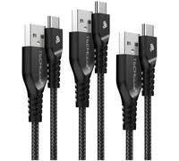 TECHGEAR 3 Pack STRONG High Durability Braided USB C Charging & Sync Cables (30cm/1m/2m) Type C for Oppo Find X5 / Lite / Pro / Neo A54 A54s, Reno etc