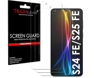 TECHGEAR 3 Pack Ultra Clear Screen Protectors for Samsung Galaxy S25 FE & S24 FE 5G - HD Film Guard Cover [Scratch-Resistant] [Touch Sensitive] [Case Friendly]
