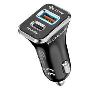 TECHGEAR 38W USB C Car Charger 12V/24V [PD 20W + QC3.0 18W] Dual Port Fast Charging Cigarette Lighter USB Adapter for iPhone 17/16/15/14, Galaxy S25/S24/S23, Pixel, iPad, Moto, Android and more