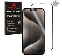 TECHGEAR 3D GLASS Edition for iPhone 15 Pro 6.1", [FULL Screen Adhesion] & [Full Coverage] Tempered Glass Screen Protector Guard Cover Compatible with iPhone 15 Pro (6.1") - Black