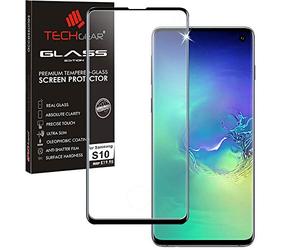 TECHGEAR 3D GLASS Edition Screen Protector fits Samsung Galaxy S10 [Fingerprint ID Compatible] Tempered Glass Screen Protector Guard Cover - Black (NOT for S10+, S10e)