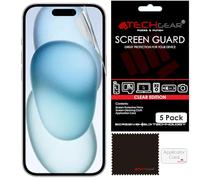 TECHGEAR [5 Pack Screen Protectors for iPhone 16 / iPhone 15 - CLEAR LCD Screen Protector Film Guard Covers with Cleaning Cloth & Application Card Compatible with iPhone 15 / iPhone 16 6.1"