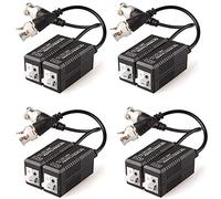 TECHGEAR 8x CCTV Passive Video Balun BNC Connector Adapter Transmitter & Transceiver, Male BNC to Easy Press-Fit UTP CAT5/5e/6/6e Cable for CCTV DVR Camera System (4 Pairs)