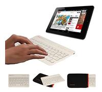 TECHGEAR [Active Strike (M) Slim Bluetooth Wireless UK Keyboard With Carry Case Cover Works for Android OS Tablets and Phones - White