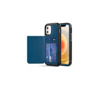 TECHGEAR iPhone 12 Mini Case, Tough Armoured Card Wallet 360 Shock Proof Protective Case Cover with Card Slots Wallet & Stand Compatible with iPhone 12 Mini 5.4" - Blue