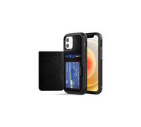 TECHGEAR iPhone 12 Mini Case, Tough Armoured Card Wallet 360 Shock Proof Protective Case Cover with Card Slots Wallet & Stand Compatible with iPhone 12 Mini 5.4" - Black