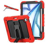 TECHGEAR ArmourSHIELD Case for Apple iPad Air 11" 2026 (M4), 2025 (M3), 2024 (M2) - Heavy Duty Rugged Shockproof Full Body Case, Built-in Screen Protector & Kickstand, Kids School Work Cover - Red