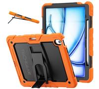 TECHGEAR ArmourSHIELD Case for Apple iPad Air 13" 2026 (M4), 2025 (M3), 2024 (M2) - Heavy Duty Rugged Shockproof Full Body Case, Built-in Screen Protector & Kickstand, Kids School Work Cover, Orange