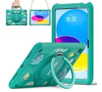 TECHGEAR BubblyToons Dinosaur Case for iPad 11" A16 (11th Gen 2025) & 10.9" (10th Gen 2022) - Kid-Friendly Shockproof Case, 360 Stand, Ring Grip, Soft Non-Toxic Silicone, Fun & Protective for Children