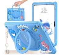 TECHGEAR BubblyToons Dolphin Case for iPad 11" A16 (11th Gen 2025) & 10.9" (10th Gen 2022) - Kids Shockproof Fun Case with 360 Stand, Ring Hand Grip, Soft Silicone Shell, Safe for Schools & Nurseries