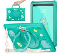 TECHGEAR BubblyToons Kids Case for Apple iPad 10.2" 2021/2020/2019 [9th/8th/7th Generation] School Nursery Child Friendly Soft & Rugged Tough Case Rotating Stand & Ring Grip Hand Holder Case, Dinosaur