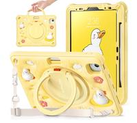 TECHGEAR BubblyToons Kids Case for Apple iPad Air 11" (M3 2025 / M2 2024) Air 10.9" 4th & 5th, iPad Pro 11" (2018-2022) Nursery Childrens Soft & Rugged Tough Case Stand & Ring Hand Holder - Duck