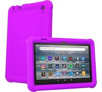 TECHGEAR Bumper Case fits All-New Amazon Fire 7" (2022 Release / 12th Generation) Rugged Shockproof Soft Silicone Protective Easy Grip Anti-Slip Case + Screen Protector [Purple] - Kids Proof Case