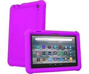 TECHGEAR Bumper Case fits All-New Amazon Fire 7" (2022 Release / 12th Generation) Rugged Shockproof Soft Silicone Protective Easy Grip Anti-Slip Case + Screen Protector [Purple] - Kids Proof Case