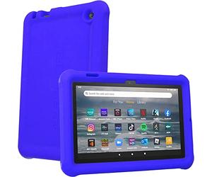 TECHGEAR Bumper Case fits All-New Amazon Fire 7" (2022 Release / 12th Generation) Rugged Shockproof Soft Silicone Protective Easy Grip Anti-Slip Case + Screen Protector [Blue] - Kids Proof Case