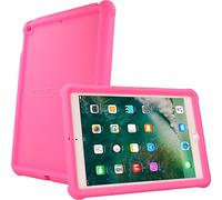 (PINK) TECHGEAR Bumper Case fits iPad 9.7" (2018/2017) Rugged Shock Proof Soft Silicone Protective Case + Screen Film - Kids & School Friendly Case