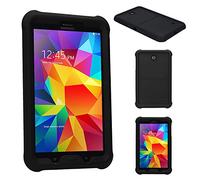 TECHGEAR Bumper Case fits Samsung Galaxy Tab 4 8.0 Inch (SM-T330 Series) Rugged Heavy Duty Anti-Shock Rubber Edge Protective Easy Grip Case + Screen Film [BLACK] - Kids & School Friendly Case