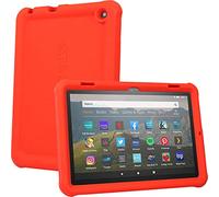 TECHGEAR Bumper Case for Amazon Fire HD 8" / HD 8 Plus/Kids 14th, 12th Generation / 2024, 2022 Rugged Shockproof Soft Silicone Easy Grip Case with Screen Protector [RED] Child Friendly Case