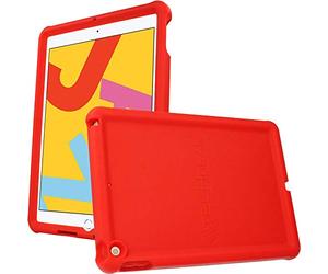 TECHGEAR Bumper Designed for Apple iPad 10.2" 2021 2020 2019, 9th / 8th / 7th Generation, Rugged Shockproof Soft Silicone Protective Easy Grip Anti-Slip Kids Proof Case with Screen Film [Red]