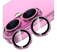 TECHGEAR Camera Lens Protector for iPhone 16 / iPhone 16 Plus [Easy-Fit] Metal Lens Protectors [Does Not Affect Night Shots] [Case-Friendly] Anti-Scratch Clear Tempered Glass Camera Protector (Pink)