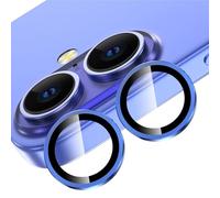 TECHGEAR Camera Lens Protector for iPhone 16 / iPhone 16 Plus [Easy-Fit] Metal Lens Protectors [Not Affect Night Shots] [Case-Friendly] Anti-Scratch Clear Tempered Glass Camera Protector (Ultramarine)